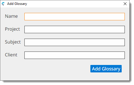 Add Glossary dialog