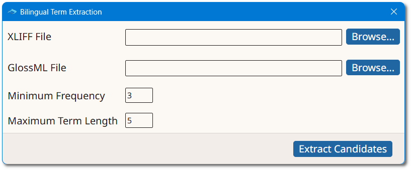 Bilingual Term Extraction Dialog