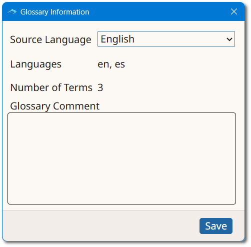 Glossary Information Dialog