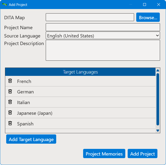 Add Project dialog