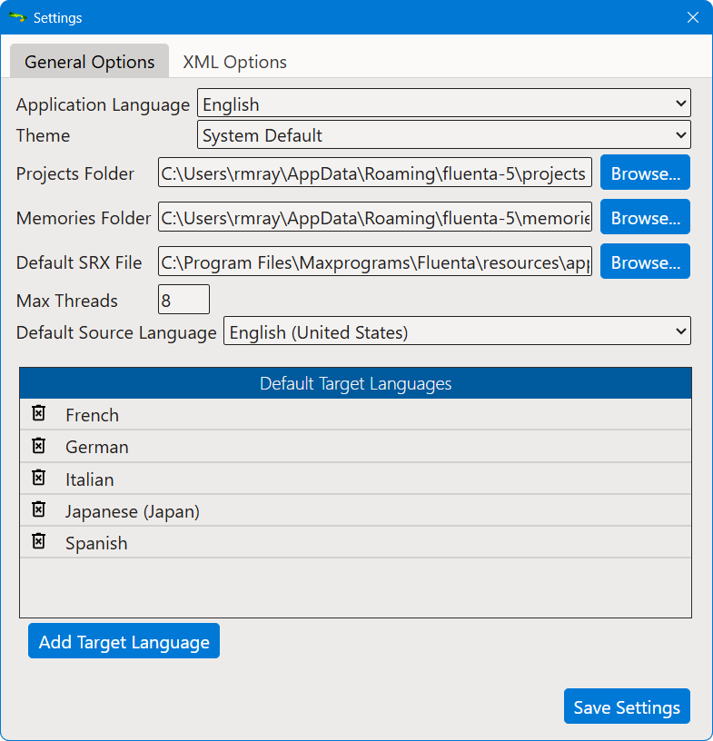 Project related options
