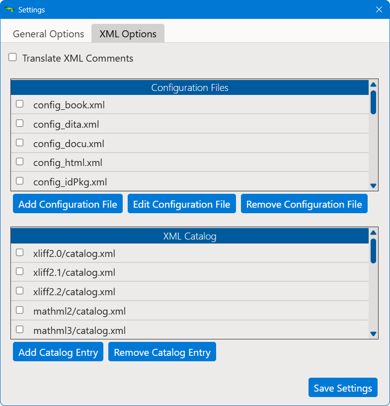 XML Options
