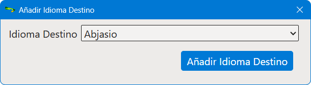Cuadro de diálogo Añadir Idioma Destino