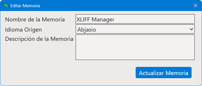 Cuadro de diálogo Modificar Memoria