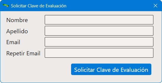 Cuadro de diálogo Solicitar Clave de Evaluación
