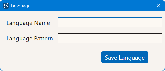 Language dialog