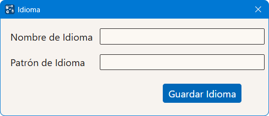 Cuadro de diálogo Idioma