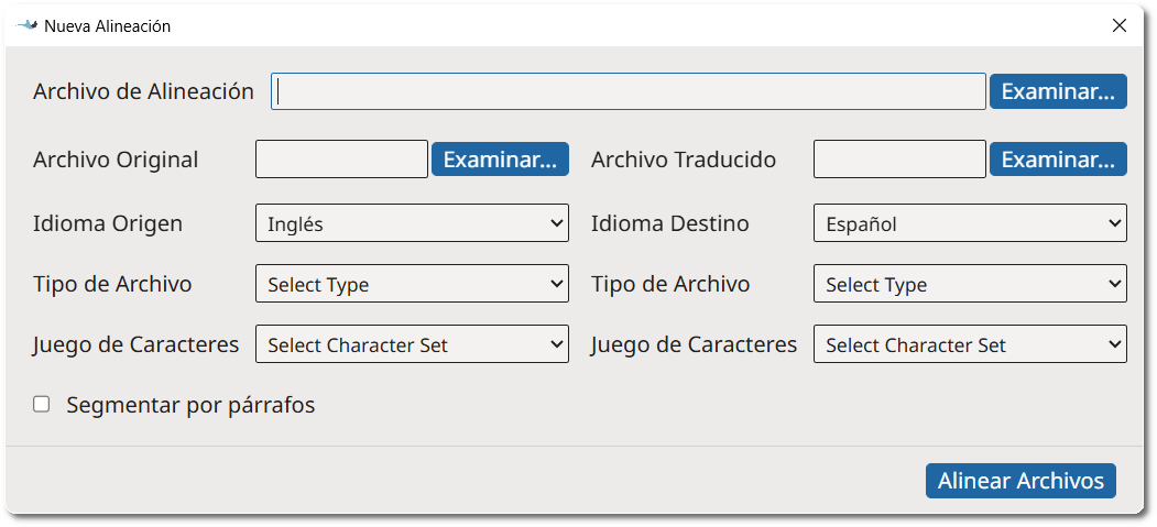 Cuadro de diálogo Nueva Alineación