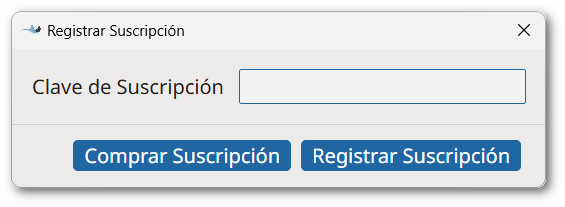 Cuadro de diálogo Registrar Suscripción