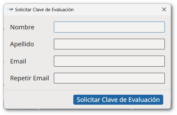 Cuadro de diálogo Solicitar Clave de Evaluación