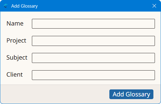 Add Glossary Dialog