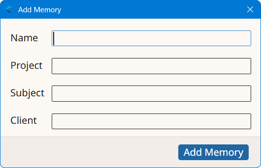 Add Memory Dialog
