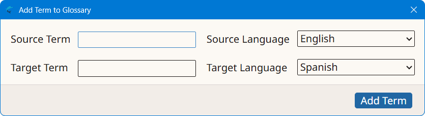 Add Term to Glossary Dialog