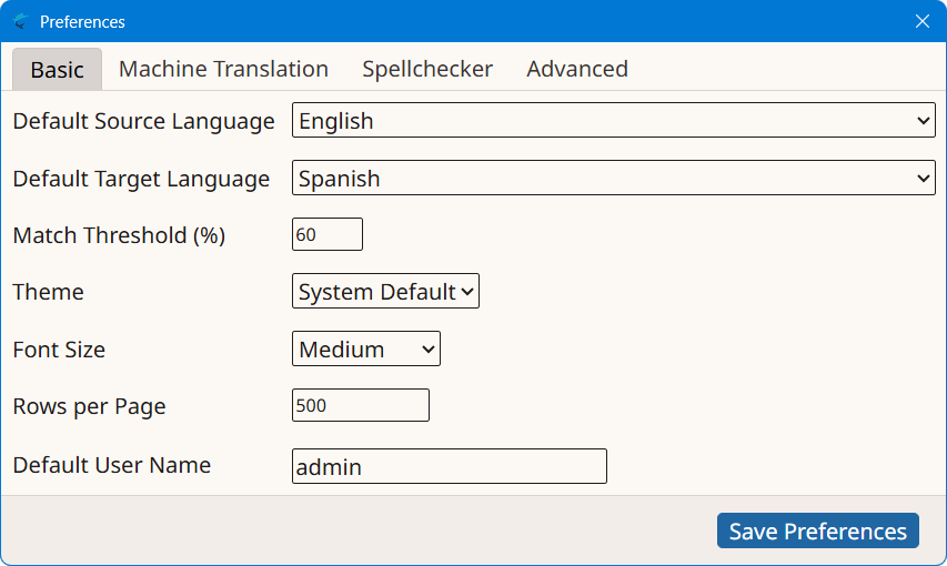 Preferences Dialog