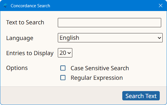 Concordance Search Dialog