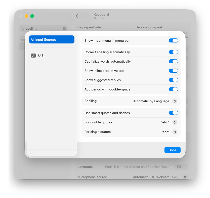 Spelling and Prediction Dialog