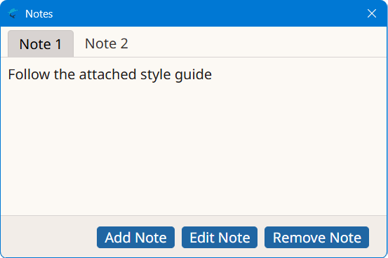 Notes Dialog