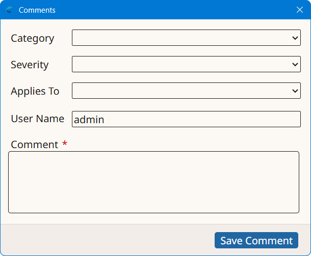 Segment Comments Dialog