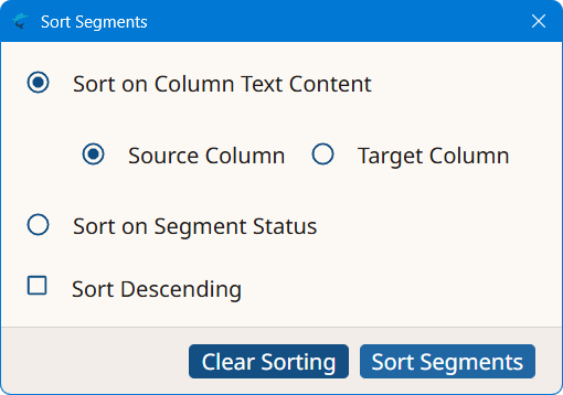 Sort Segments Dialog