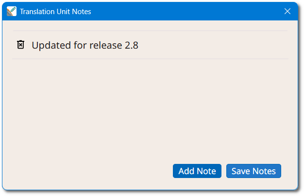Translation Unit Notes Dialog