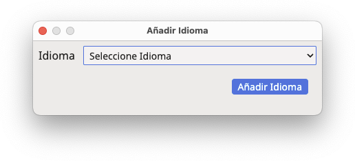Cuadro de diálogo Añadir Idioma