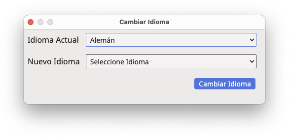 Cuadro de diálogo Cambiar Idioma