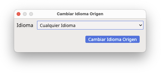 Cuadro de diálogo Cambiar Idioma Origen