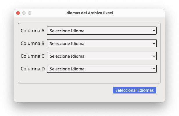 Cuadro de diálogo Idiomas del Archivo Excel