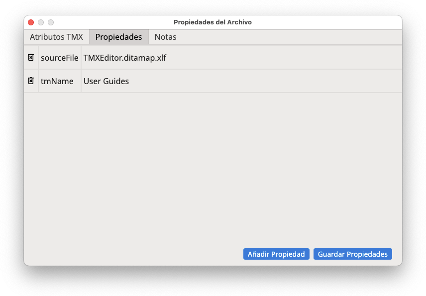 Cuadro de diálogo Propiedades del Archivo
