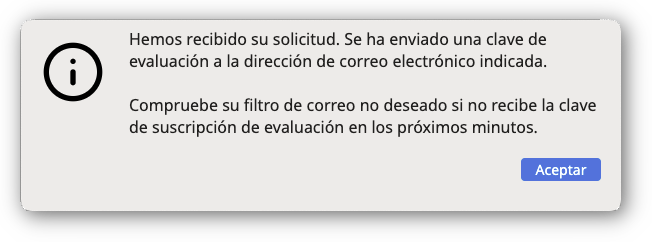 Cuadro de diálogo Solicitud Recibida