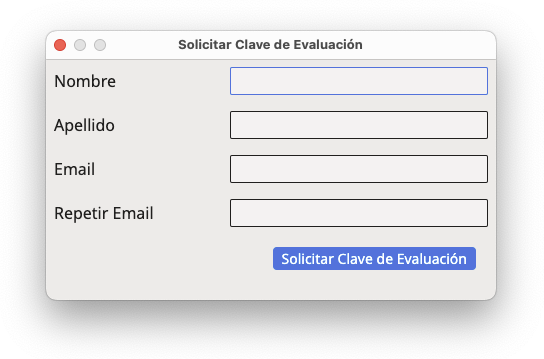 Cuadro de diálogo Solicitar Clave de Evaluación