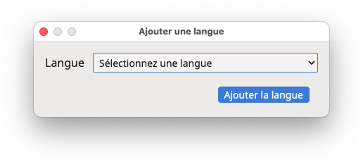 Boîte de dialogue "Ajouter une langue"