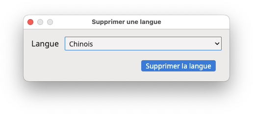 Boîte de dialogue "Supprimer une langue"