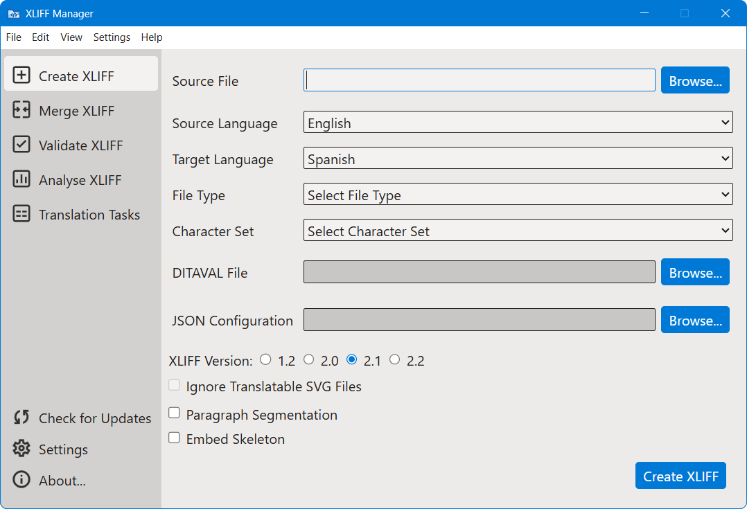 Create XLIFF File