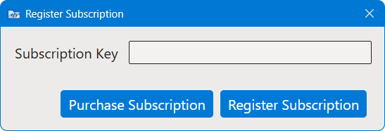 Register Subscription Dialog