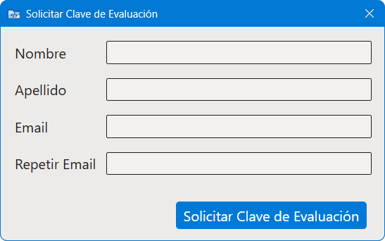 Cuadro de diálogo Solicitar Clave de Evaluación