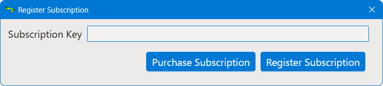 Register Susbcription dialog