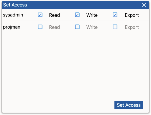 Set Acces Dialog