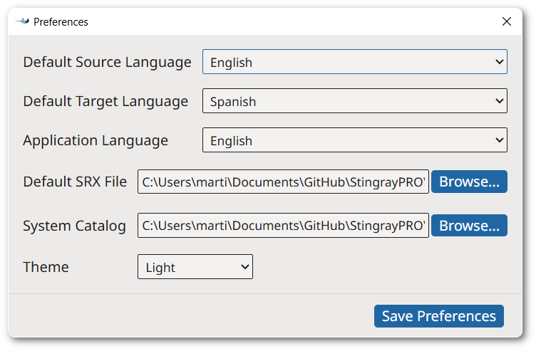 Preferences Dialog