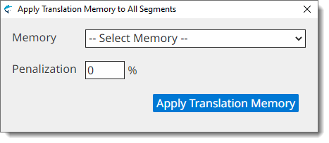 Apply Translation Memory to All Segments dialog