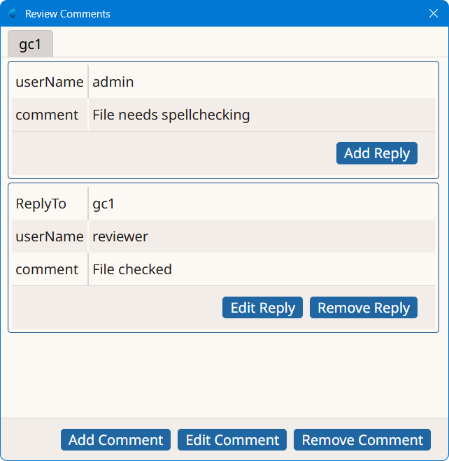 Review Comments with Reply Dialog