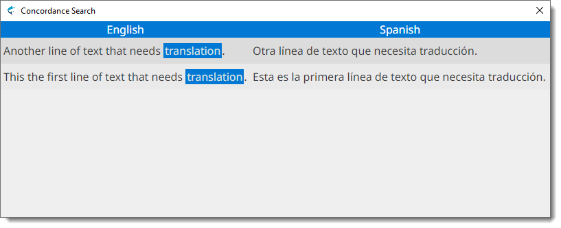 Concordance Search Results Dialog