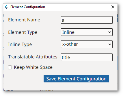 Element Configuration dialog