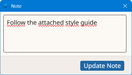 Add Note dialog