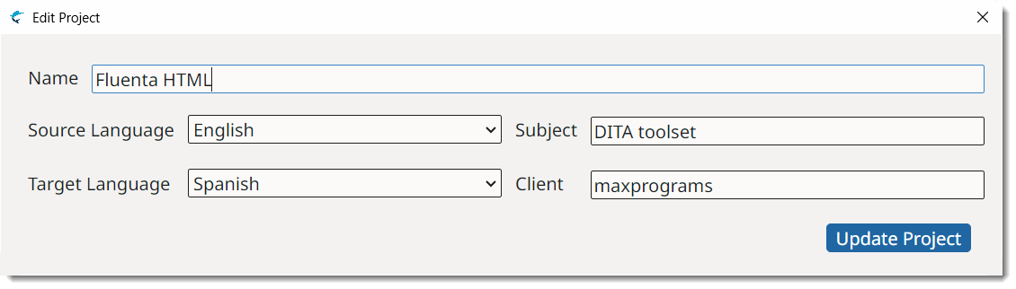 Edit Project Dialog