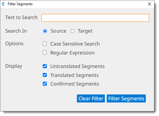 Filter Segments Dialog