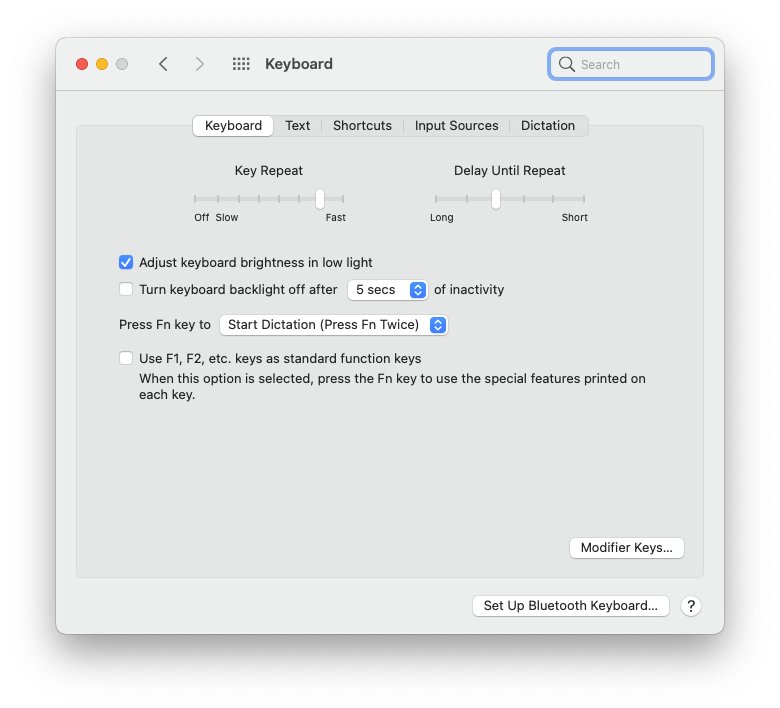 Keyboard Preferences