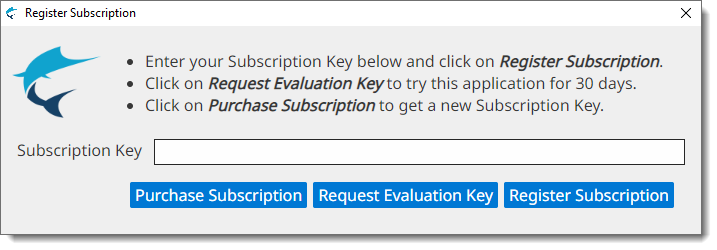 Register Subscription Dialog
