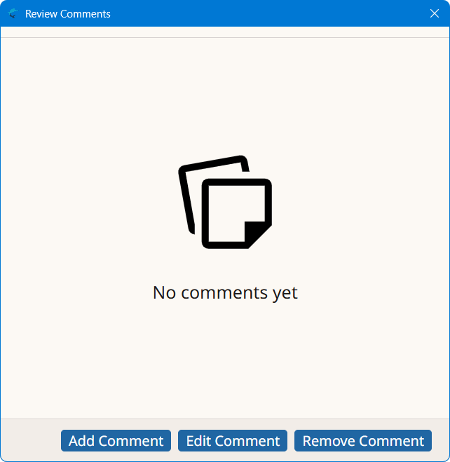 Review Comments Dialog - No Comments