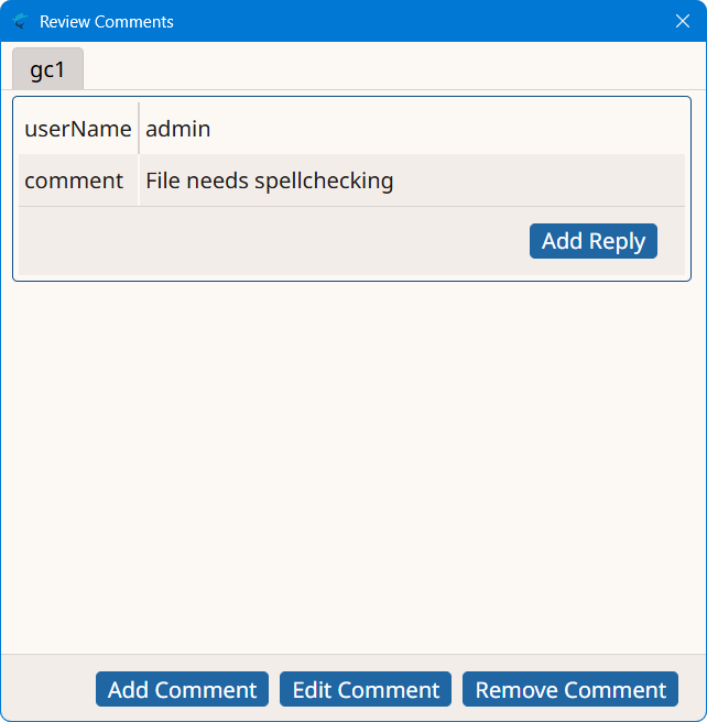 Review Comments Dialog
